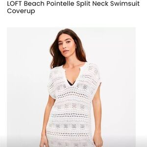 Loft Beach Pointelle Split Neck Swimsuit cover